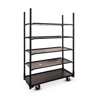 Carro danés negro presentación muebles flores y plantas